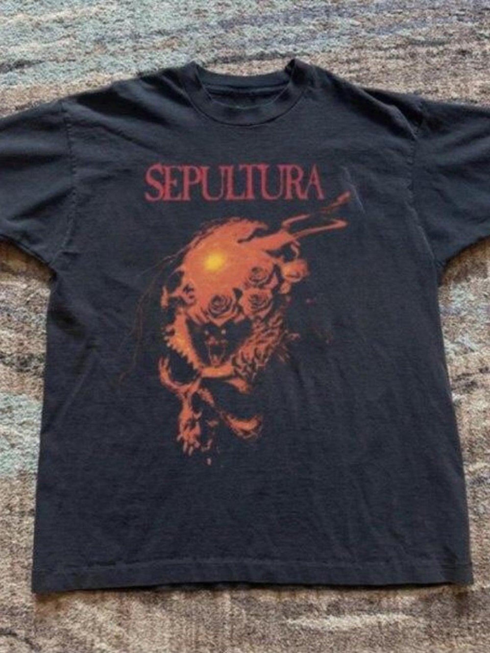 Gildan Black Tee with Red-Orange Sepultura Graphic